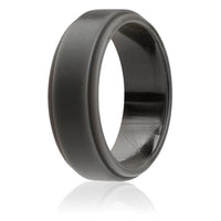 Silicone Wedding Ring - Step Edge Style - Grey