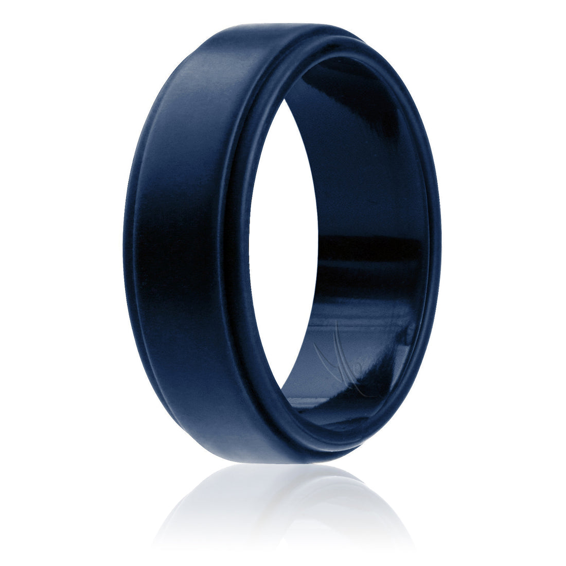 Silicone Wedding Ring - Step Edge Style - Blue by ROQ for Men - 12 mm Ring