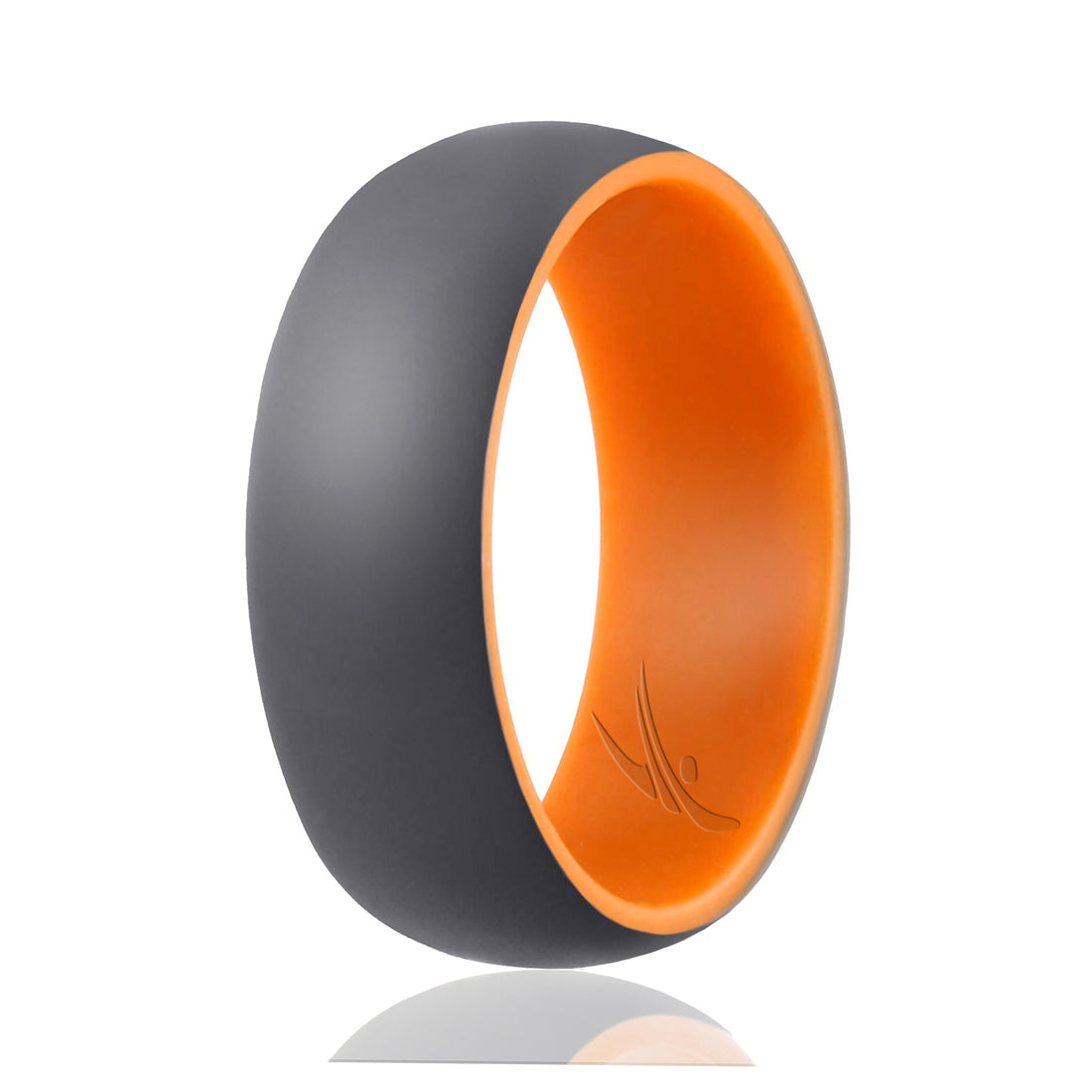 ROQ Silicone Wedding Ring - Duo Collection Dome Style - Orange-Grey