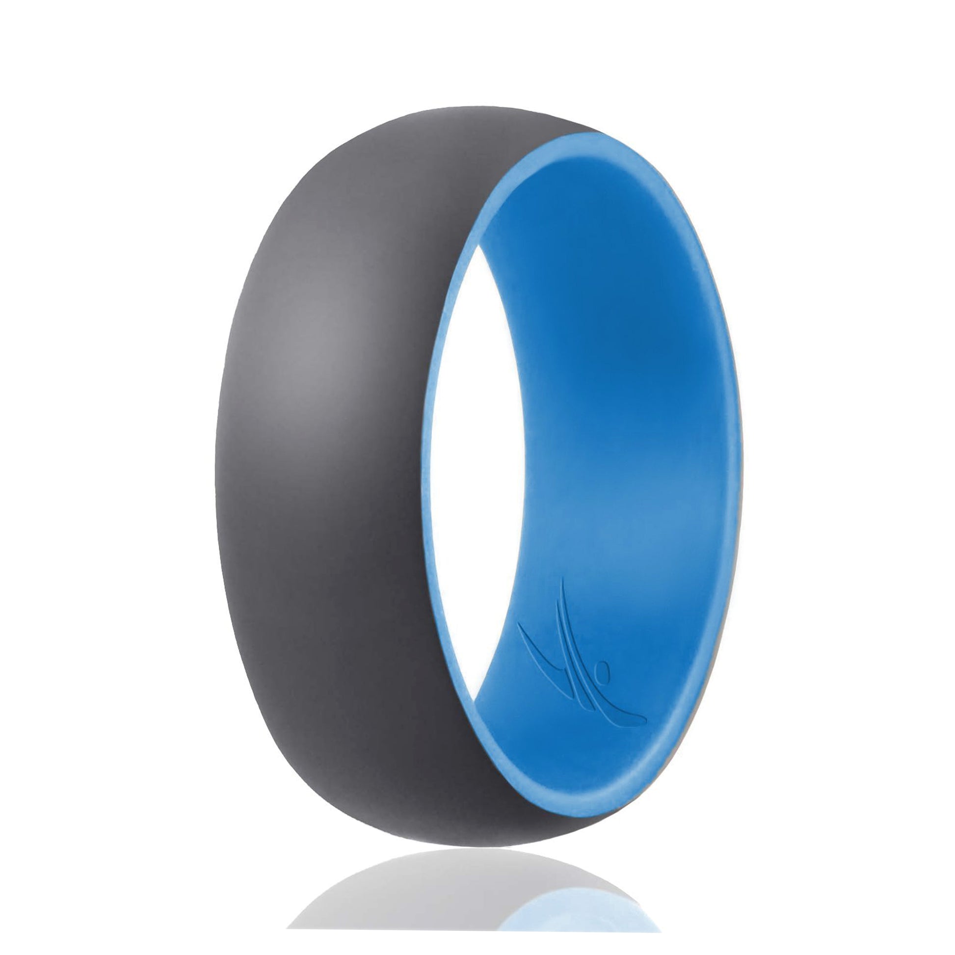 ROQ Silicone Wedding Ring - Duo Collection Dome Style - Light Blue-Grey