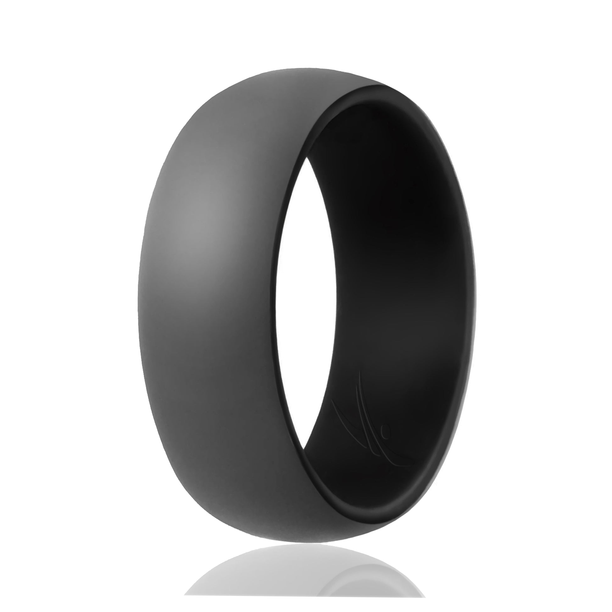 ROQ Silicone Wedding Ring - Duo Collection Dome Style - Black-Grey