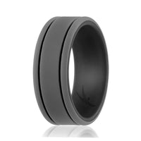 ROQ Silicone Wedding Ring - Duo Collection 2 Thin Lines - Black-Grey