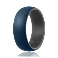 ROQ Silicone Wedding Ring - Duo Collection Dome Style - Grey-Blue