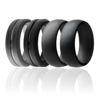 Silicone Wedding Ring - Engraved Middle Line and Dome Style Set