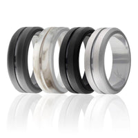 Silicone Wedding Ring - Engraved Middle Line Set