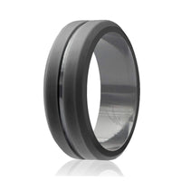 ROQ Silicone Wedding Ring - Engraved Middle Line - Grey