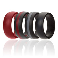 Silicone Wedding Ring - Dome Style with Middle Line Set