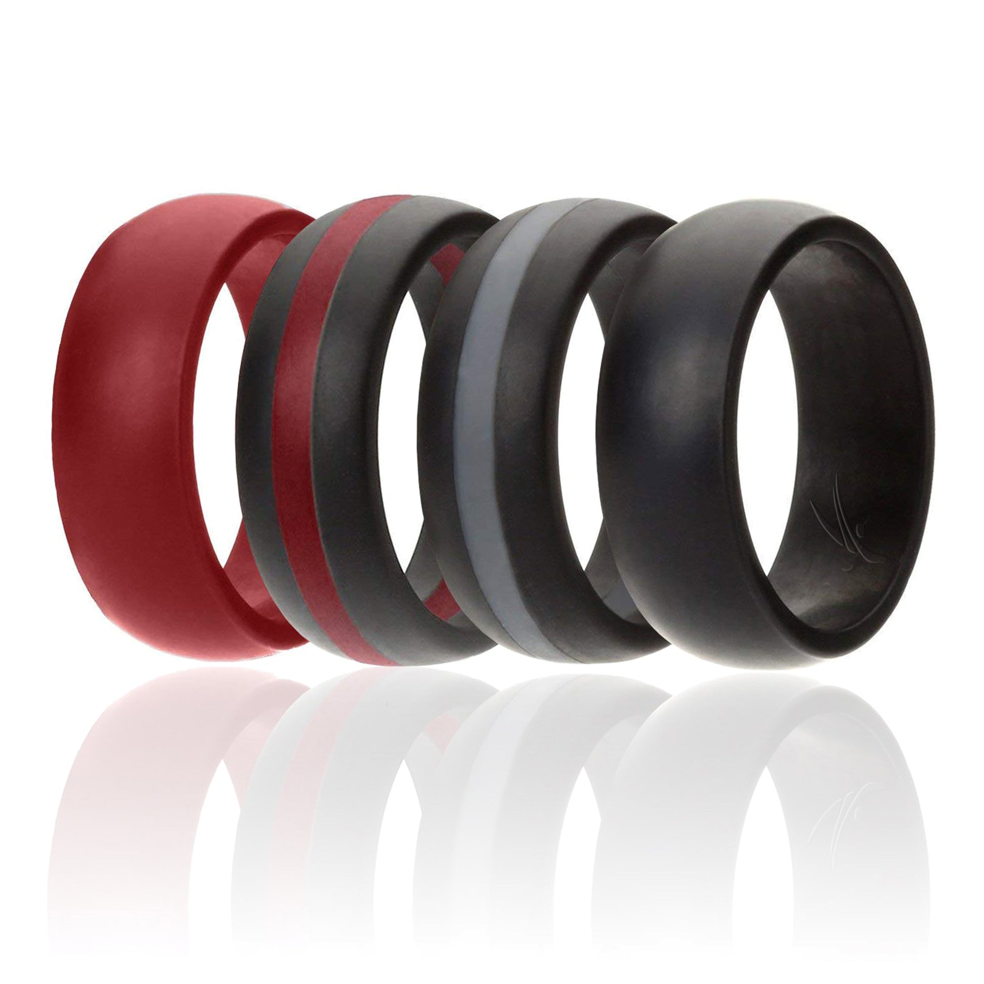 Silicone Wedding Ring - Dome Style with Middle Line Set