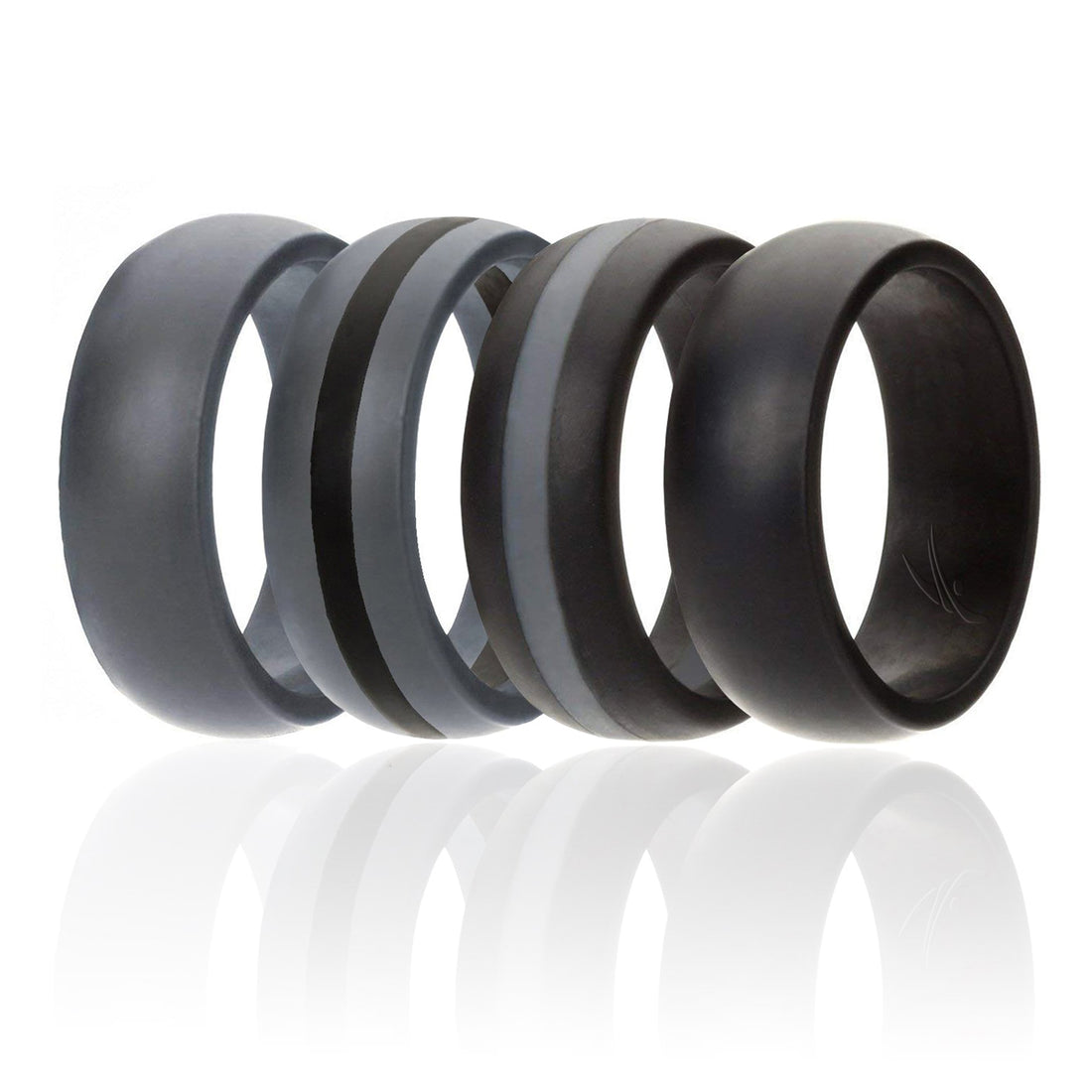 Silicone Wedding Ring - Dome Style with Middle Line Set