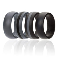 Silicone Wedding Ring - Dome Style with Middle Line Set