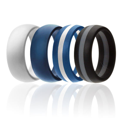 Silicone Wedding Ring - Dome Style with Middle Line Set