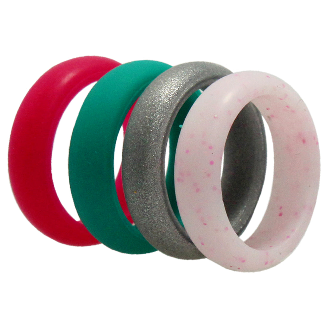Silicone Wedding Ring - Dome Style Set - Turquoise-Pink