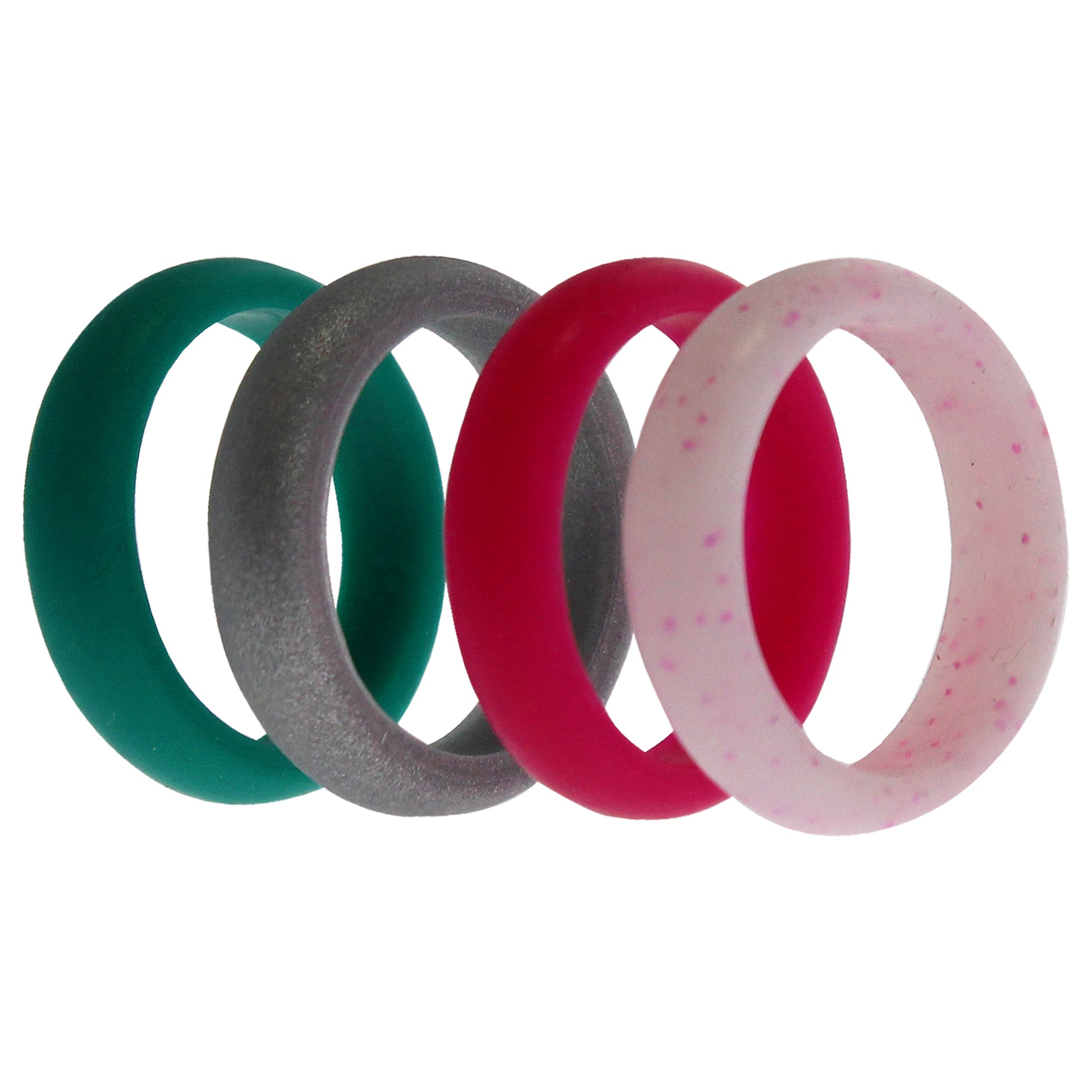 Silicone Wedding Ring - Dome Style Set Turquoise-Pink