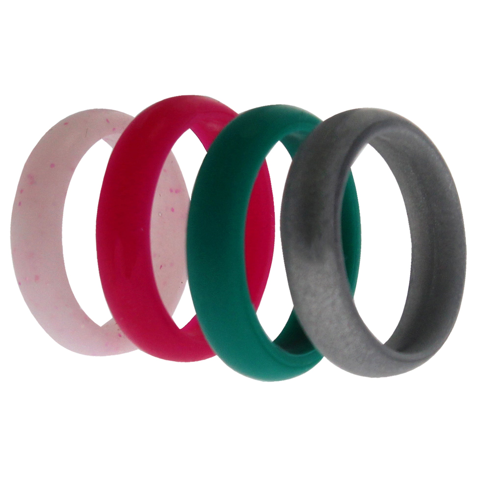 Silicone Wedding Ring - Dome Style Set Turquoise-Pink