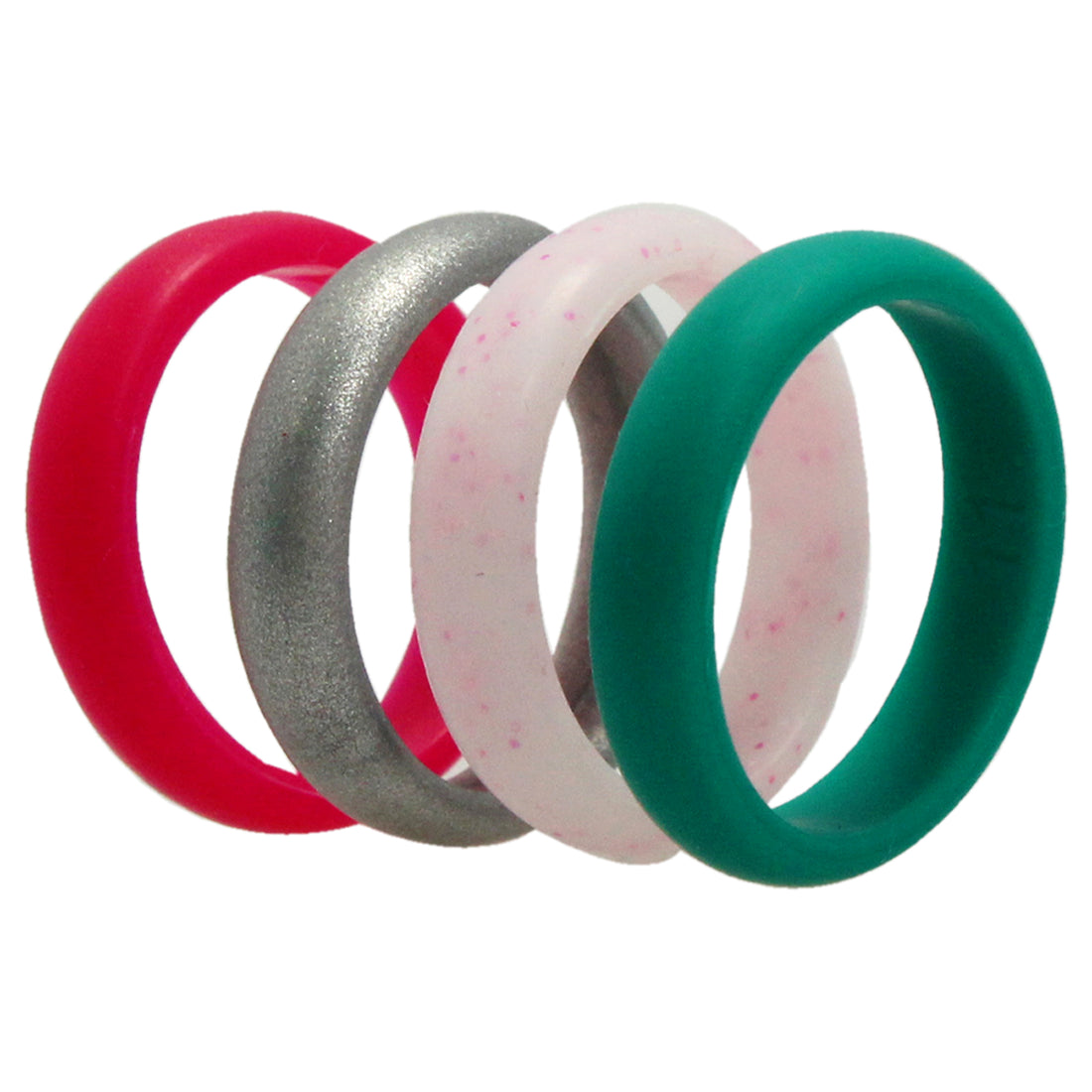 Silicone Wedding Ring - Dome Style Set - Turquoise-Pink