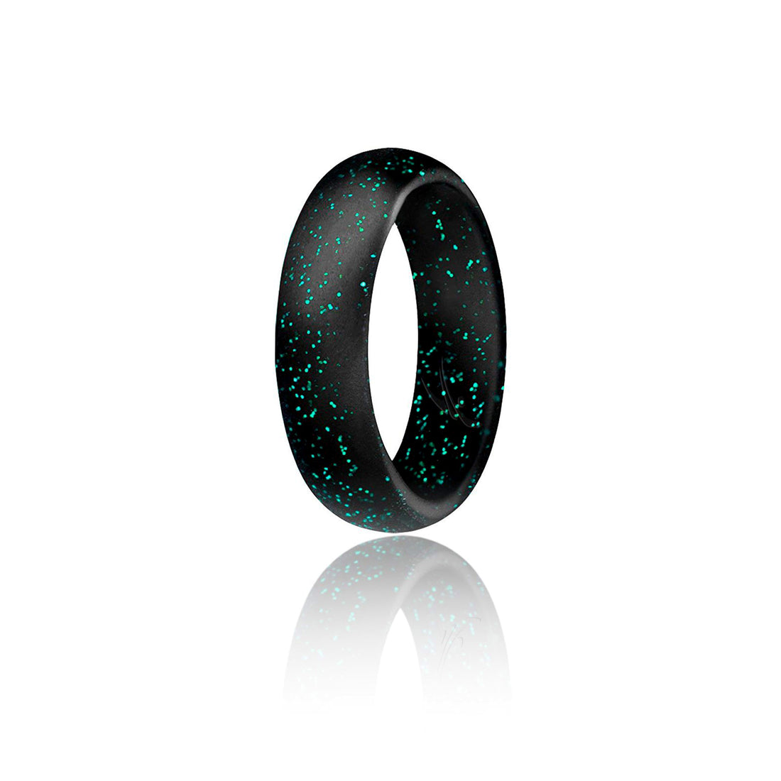 ROQ Silicone Wedding Ring - Dome Style - Black with Glitter Turquoise