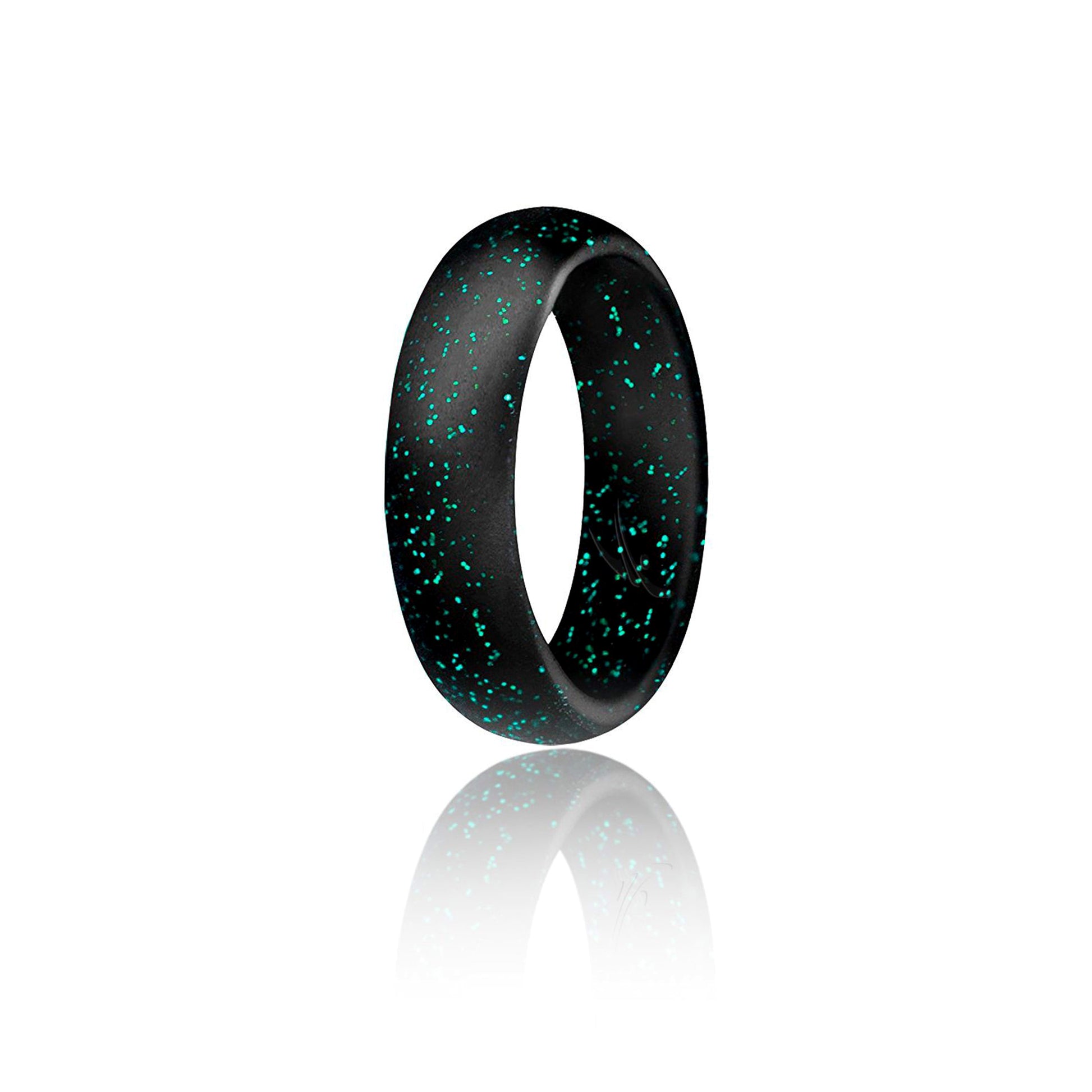 ROQ Silicone Wedding Ring - Dome Style - Black with Glitter Turquoise