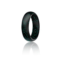 ROQ Silicone Wedding Ring - Dome Style - Black with Glitter Turquoise