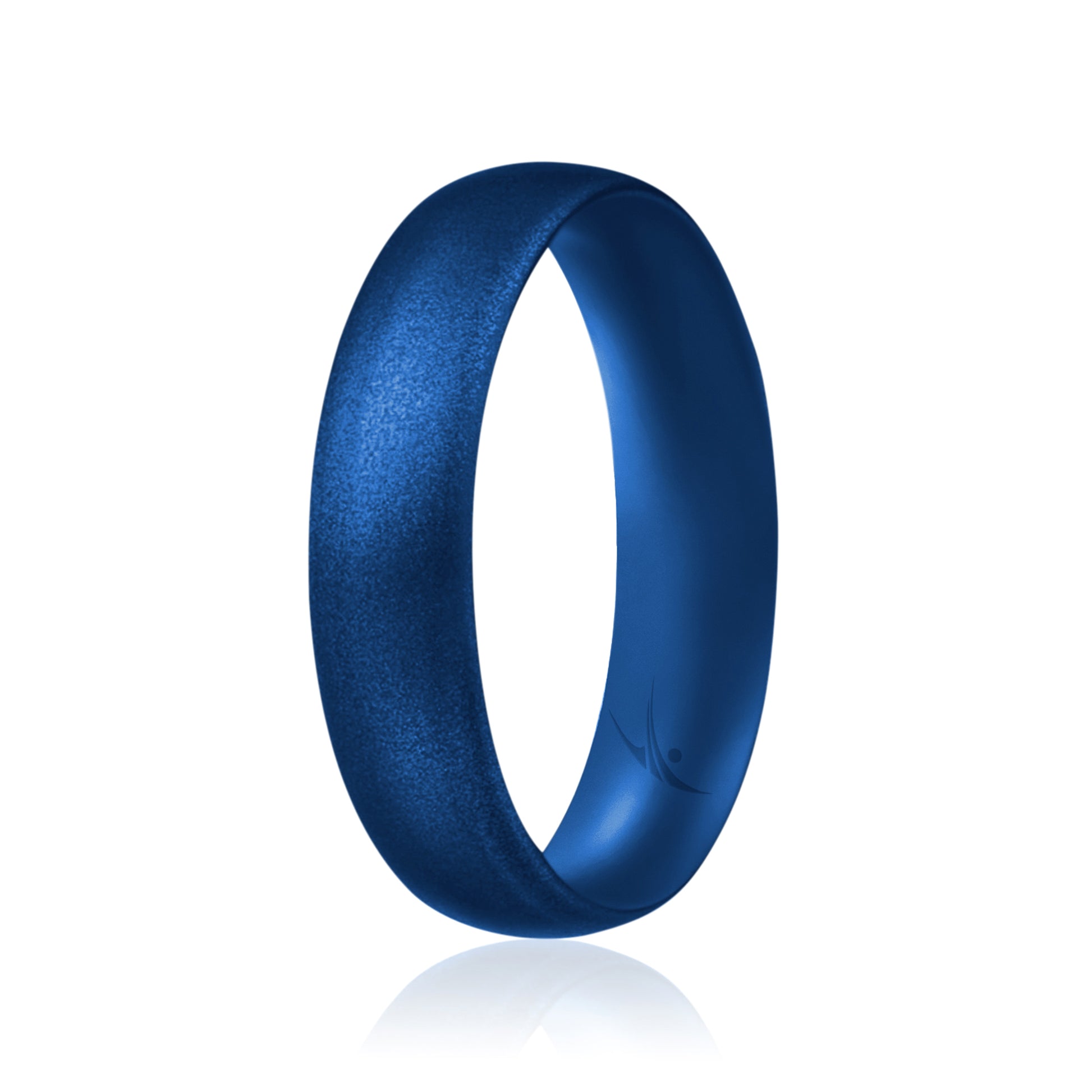 Silicone Wedding Ring - Dome Style Thin Comfort Fit - Metallic Blue