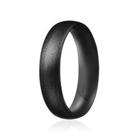 ROQ Silicone Wedding Ring - Dome Style Thin Comfort Fit - Metallic Black