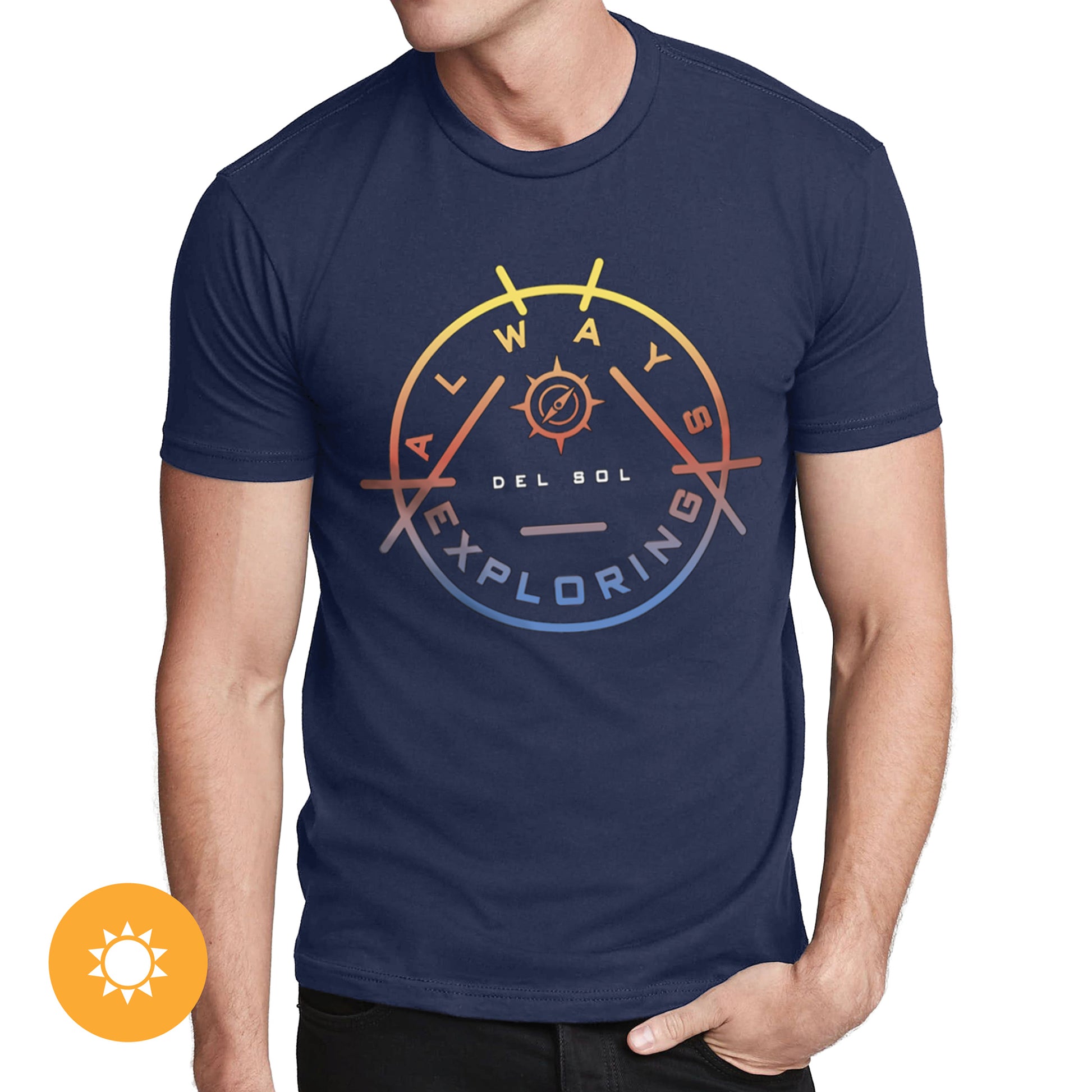 Men Crew Tee - Always Exploring - Indigo