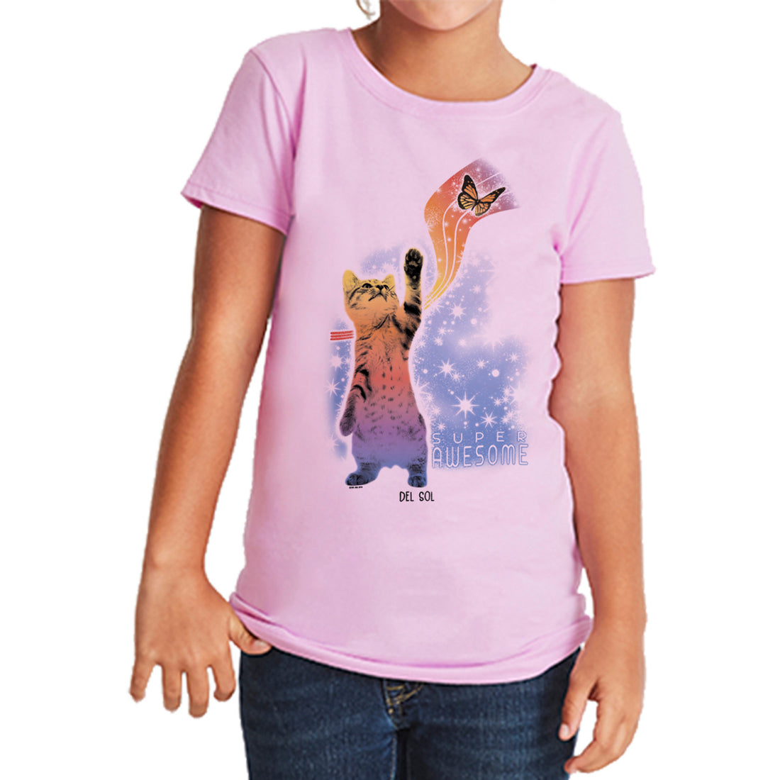 Girls Crew Tee - Super Awesome - Lilac