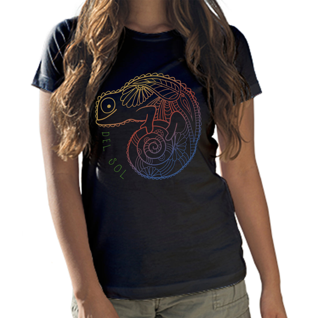 Girls Crew Tee - Chameleon - Black by DelSol for Women - 1 Pc T-Shirt (YXL)