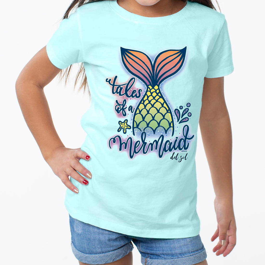 DelSol Girls Crew Tee - Tales of a Mermaid - Chill