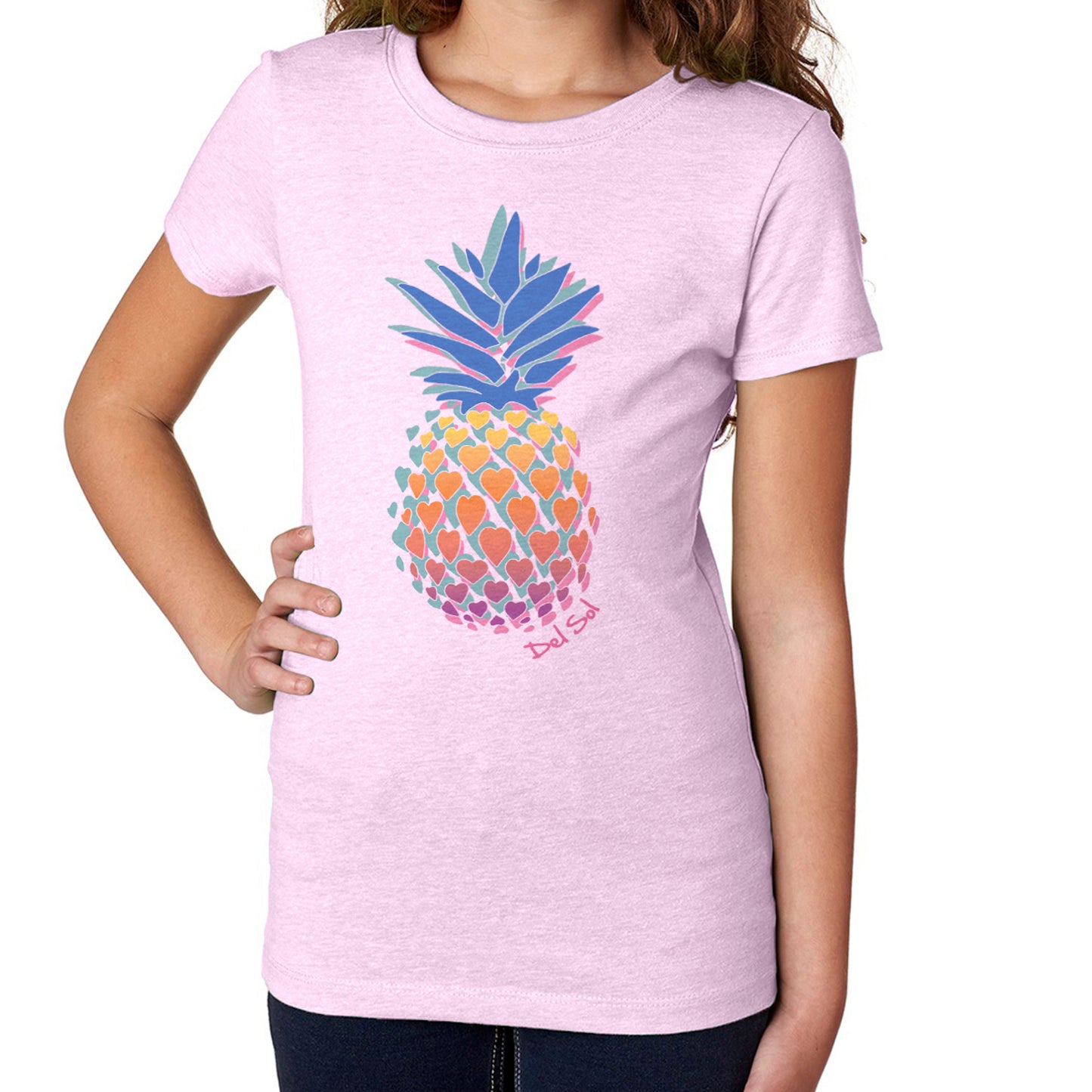 DelSol Girls Crew Tee - Pineapple Love - Lilac
