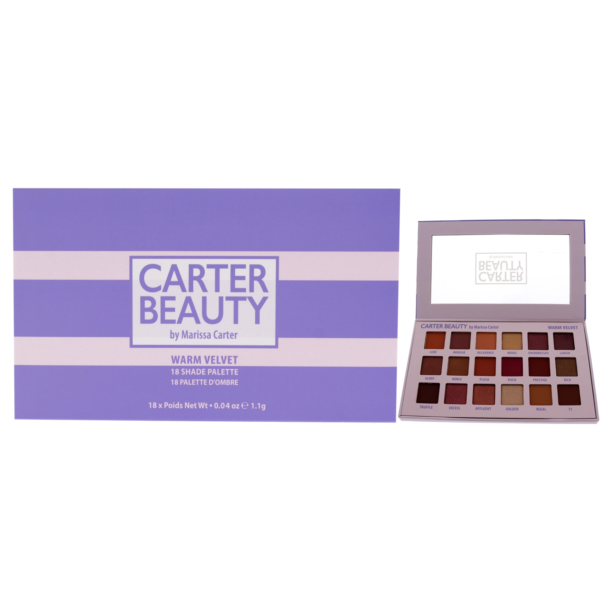 18 Shade Palette - Warm Velvet by Carter Beauty for Women - 0.72 oz Eye Shadow