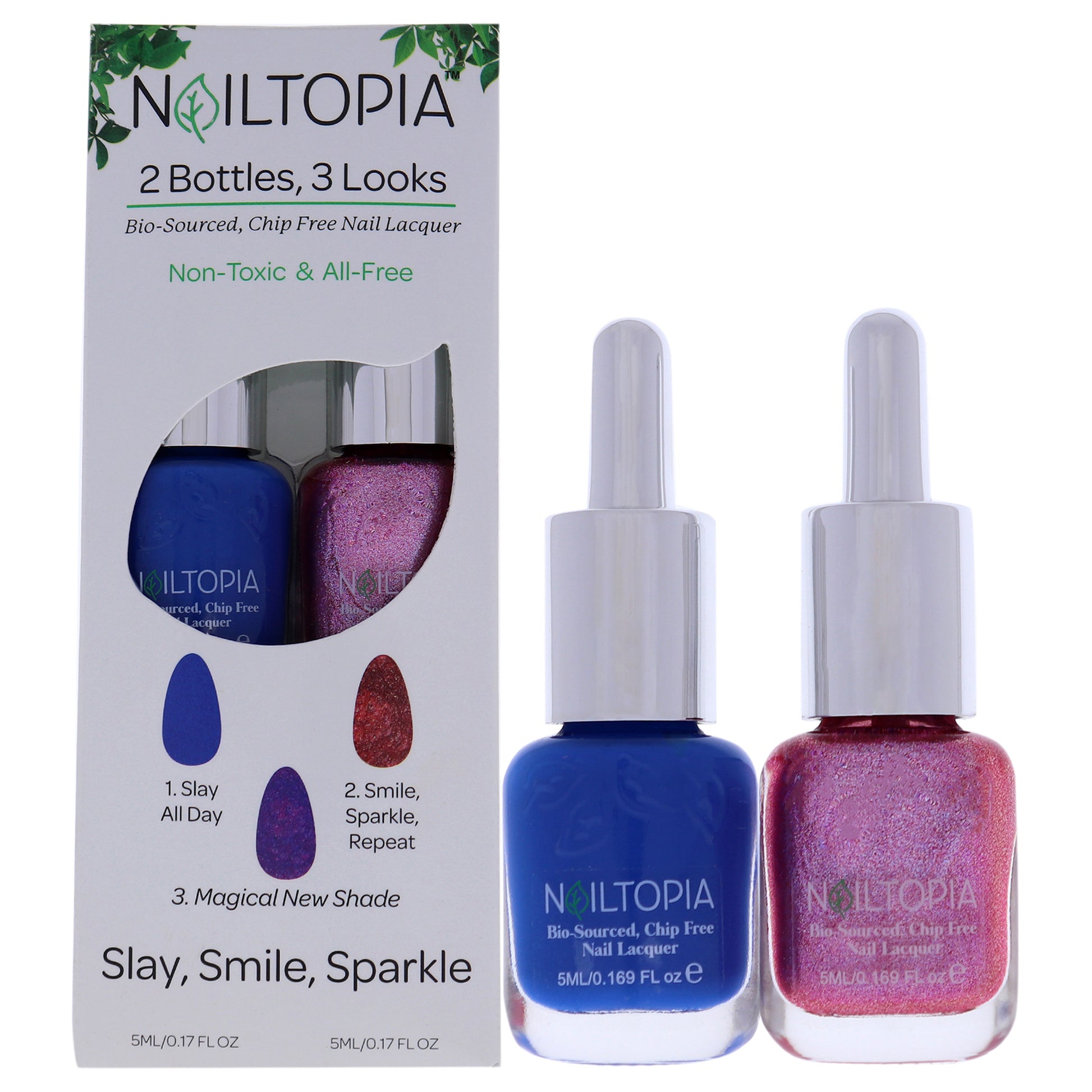 Bio-Sourced Chip Free Nail Lacquer Kit - Slay Smile Sparkle