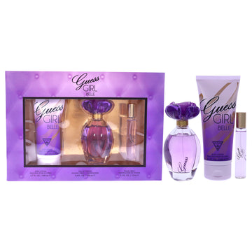 Guess Girl Belle by Guess for Women 3 Pc Gift Set 3.4oz EDT Spray , 0.5oz EDP Travel Spray, 6.7oz Body Lotion