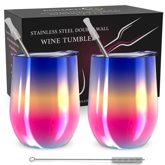 Stainless Steel Double Wall Wine Tumbler - Rainbow