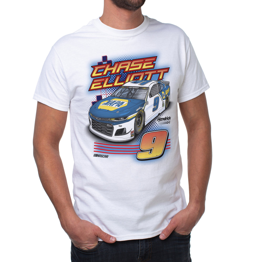 NASCAR Mens Classic Crew Tee - Chase Elliot - 1 White by DelSol for Men - 1 Pc T-Shirt (S)