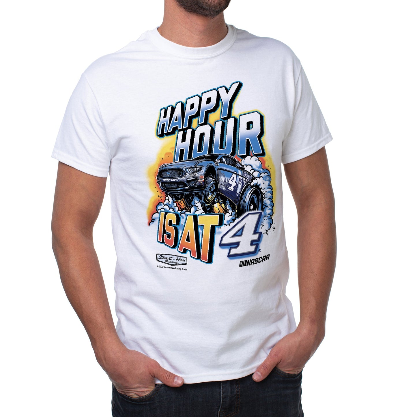 NASCAR Mens Classic Crew Tee - Kevin Harvick - 4 White