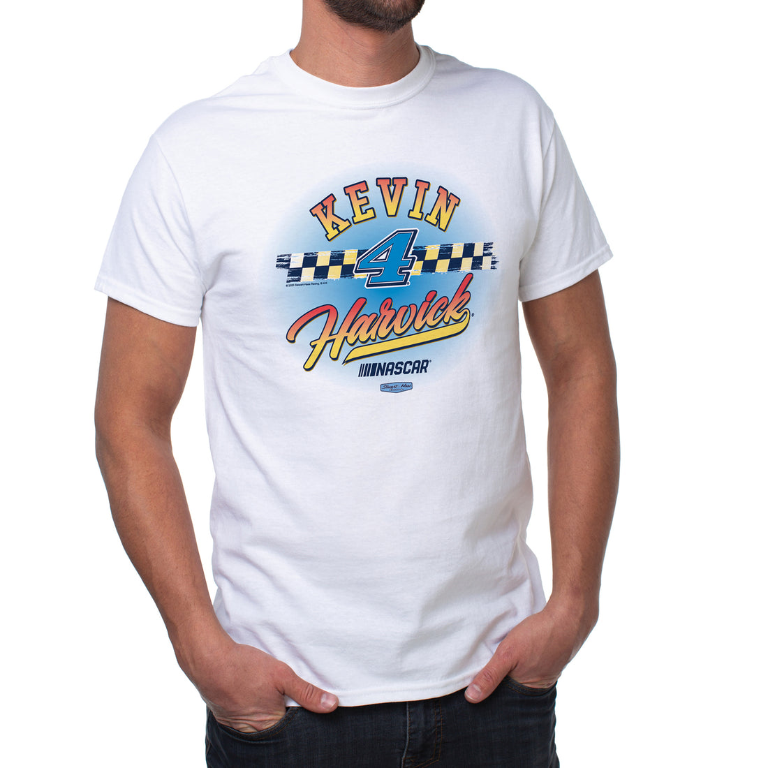 NASCAR Mens Classic Crew Tee - Kevin Harvick - 8 White