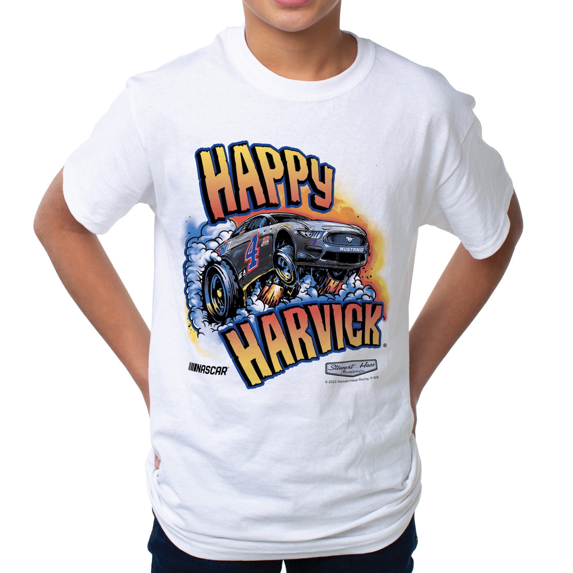 NASCAR Kids Fine Jersey Crew Tee - Kevin Harvick - 10 White by DelSol for Kids - 1 Pc T-Shirt (YL)