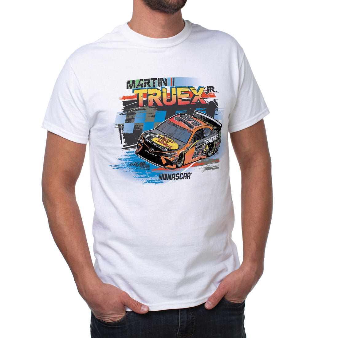NASCAR Mens Classic Crew Tee - Martin Truex Jr - 2 White