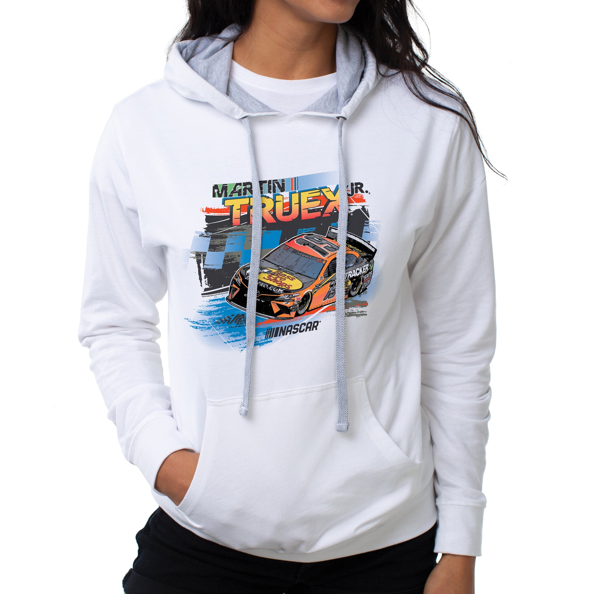 NASCAR Hooded Sweatshirt - Martin Truex Jr - 2 White by DelSol for Women - 1 Pc T-Shirt (S)