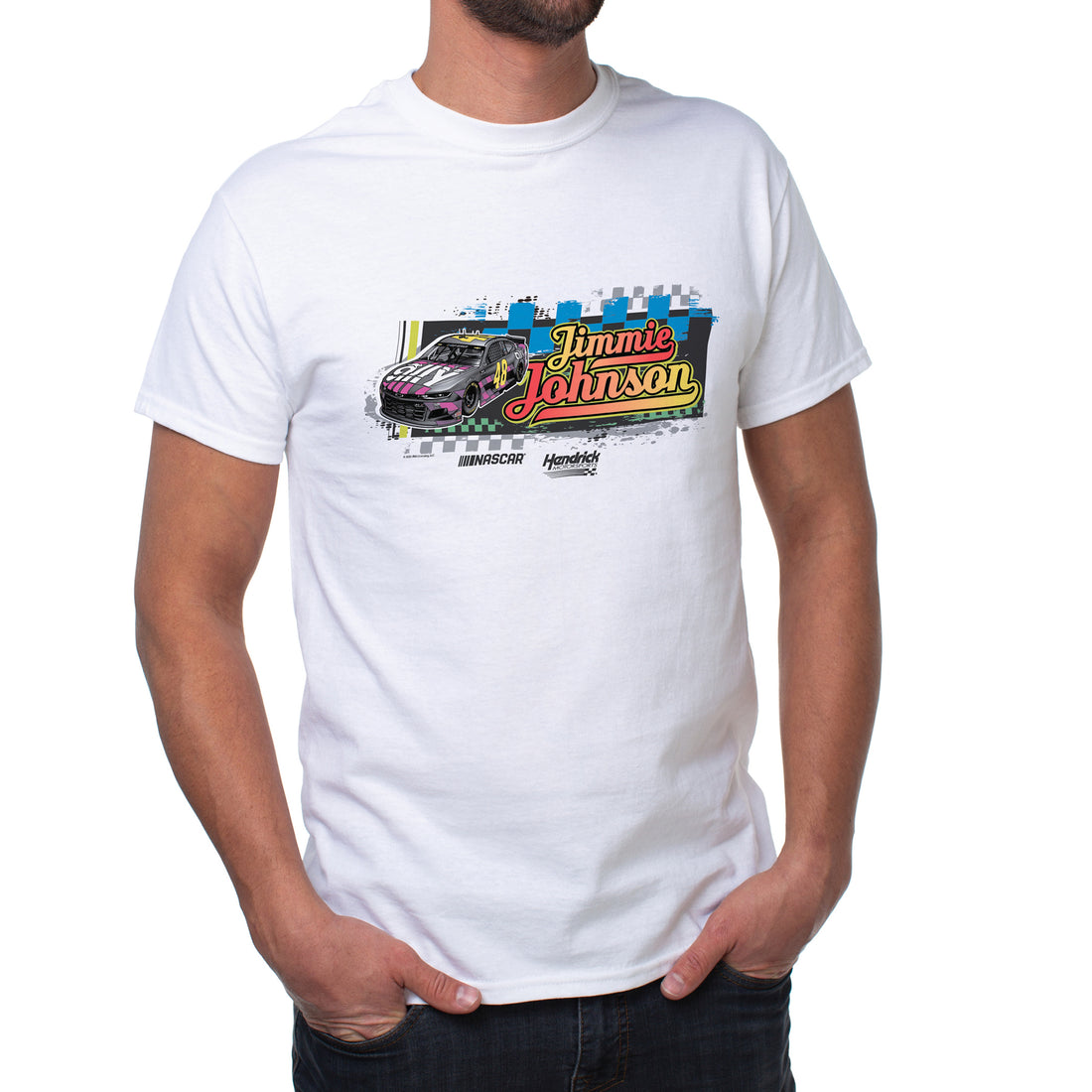 NASCAR Mens Classic Crew Tee - Jimmie Johnson - 6 White