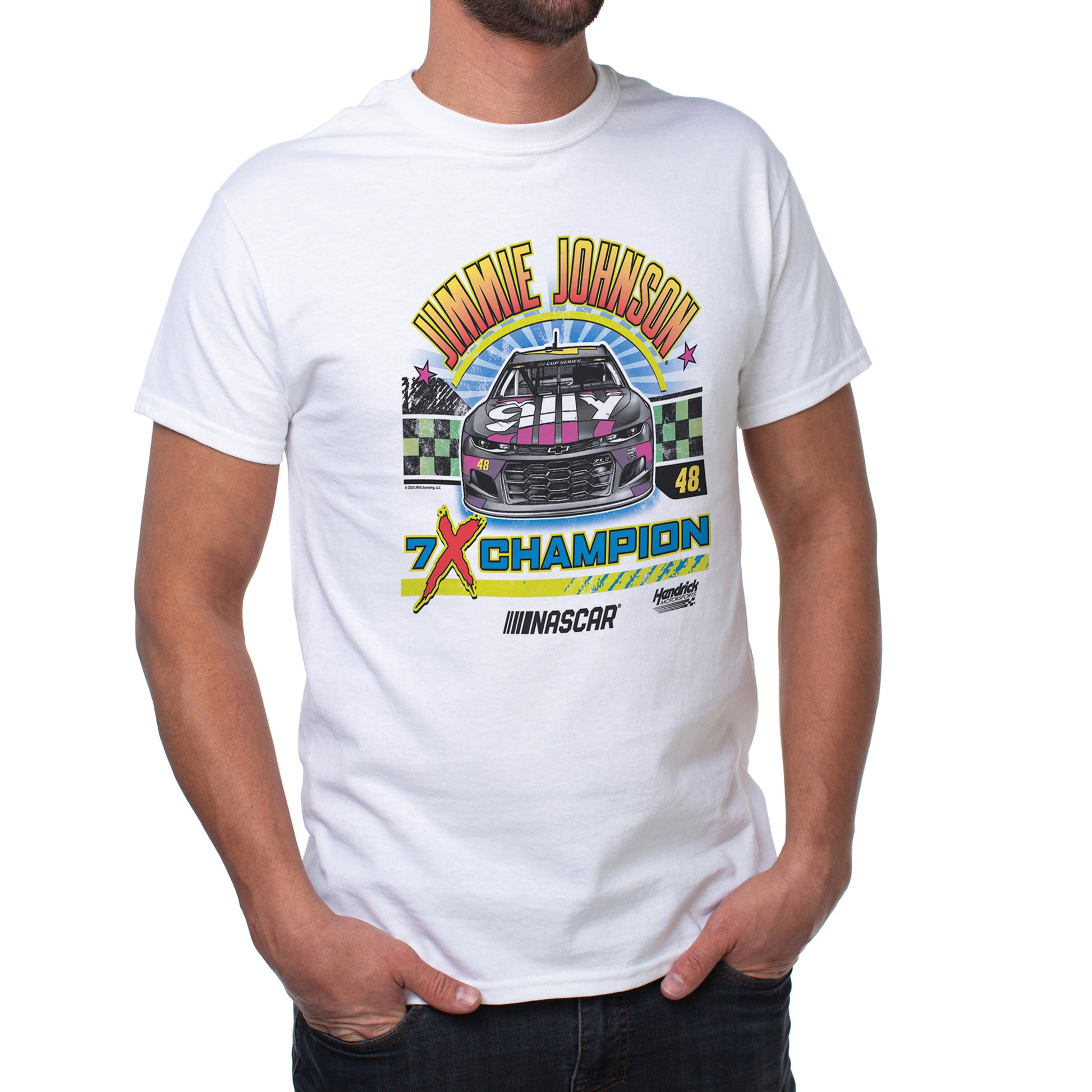 NASCAR Mens Classic Crew Tee - Jimmie Johnson - 9 White