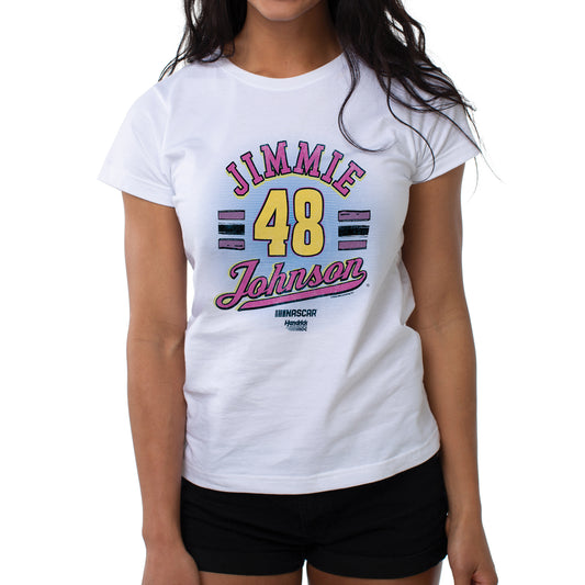 NASCAR Womens Crew Tee - Jimmie Johnson - 8 White