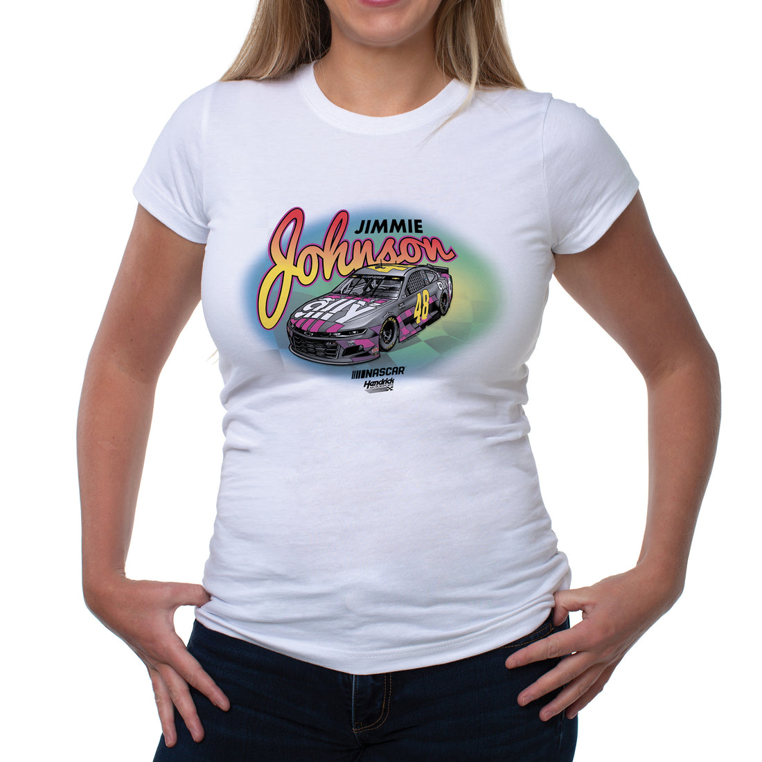 NASCAR Womens Crew Tee - Jimmie Johnson - 7 White