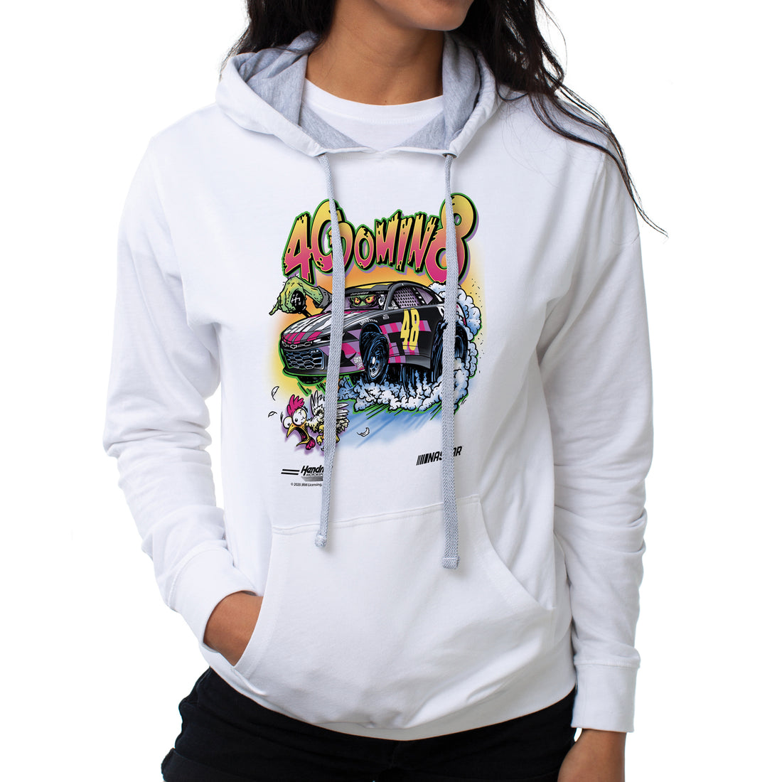 NASCAR Hooded Sweatshirt - Jimmie Johnson - 3 White by DelSol for Women - 1 Pc T-Shirt (S)