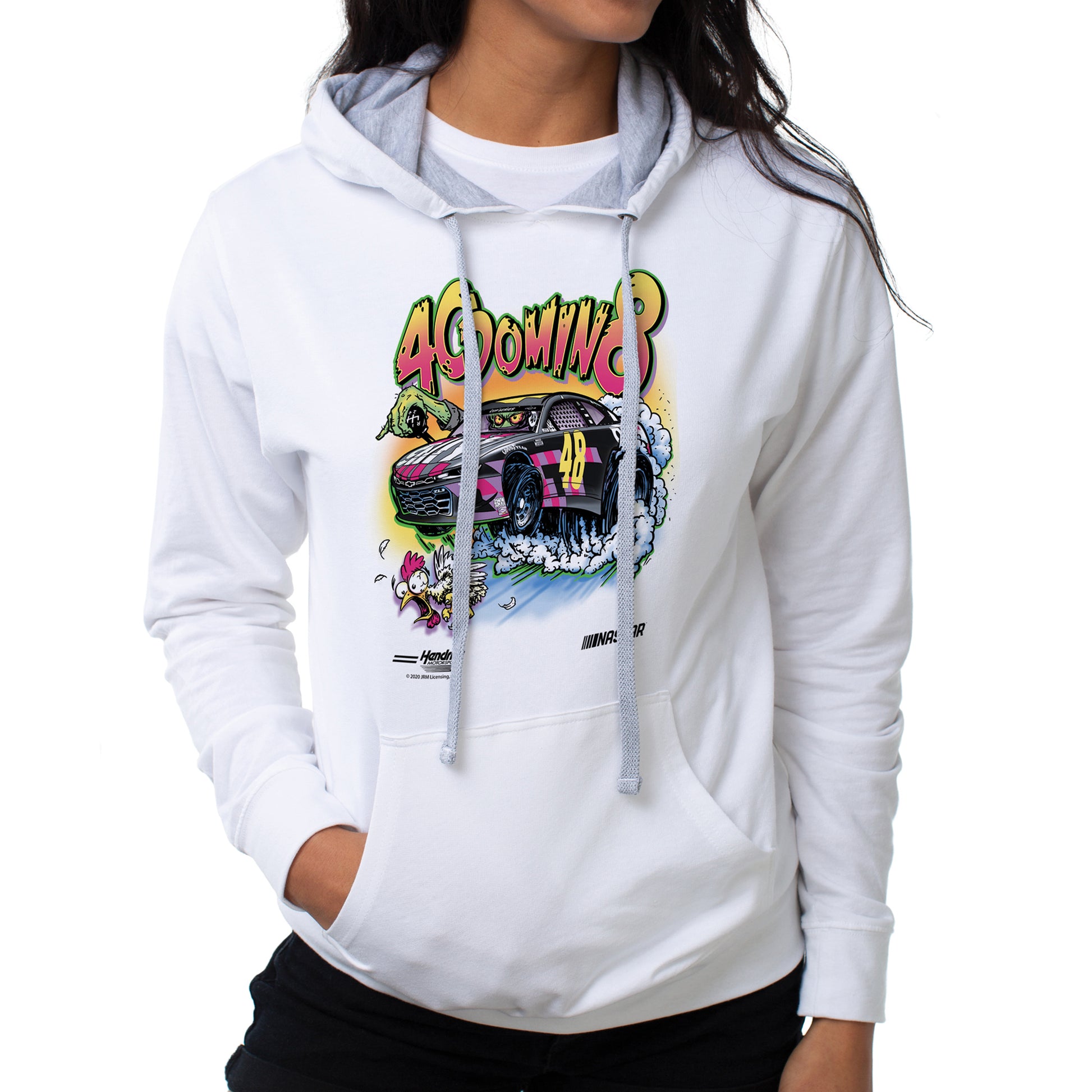 NASCAR Hooded Sweatshirt - Jimmie Johnson - 3 White by DelSol for Women - 1 Pc T-Shirt (XL)