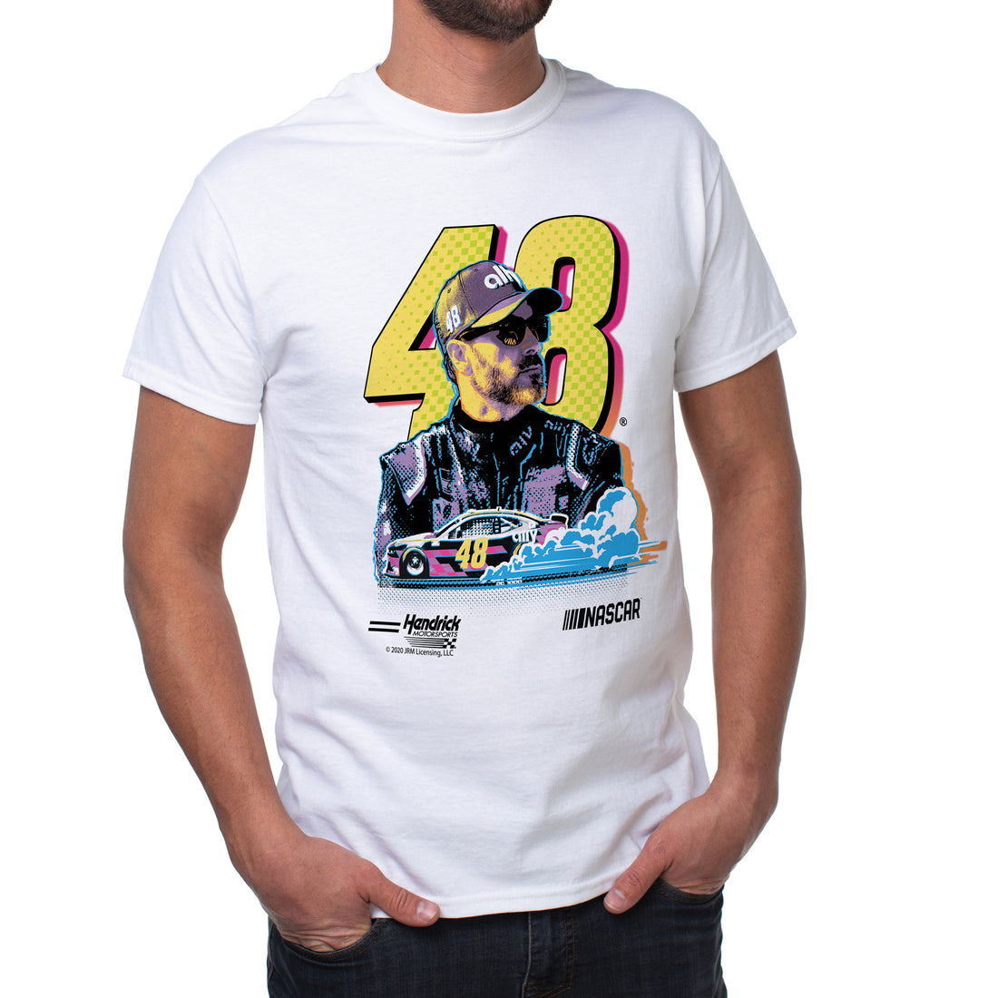 NASCAR Mens Classic Crew Tee - Jimmie Johnson - 4 White