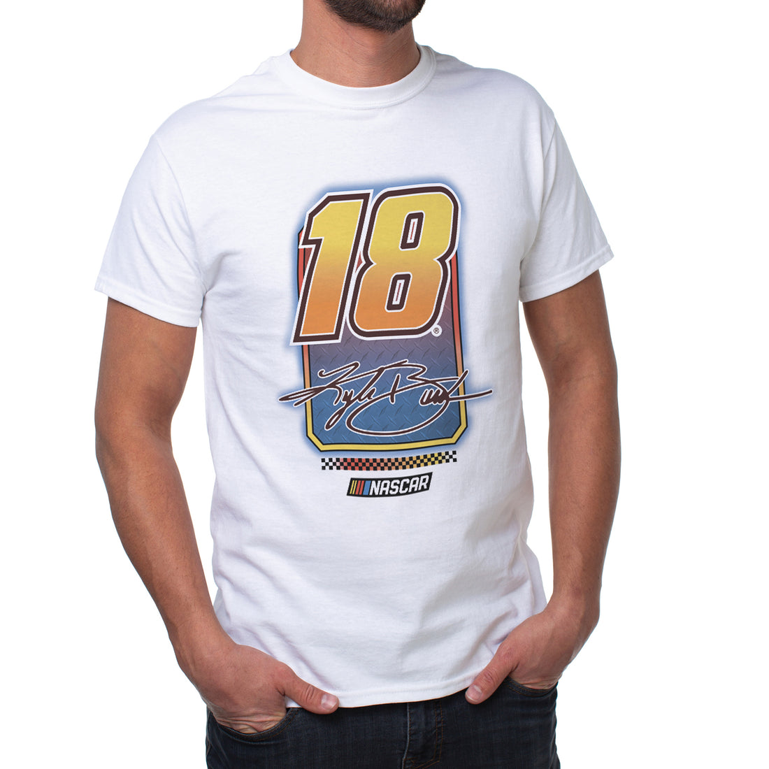 NASCAR Mens Classic Crew Tee - Kyle Busch - 10 White