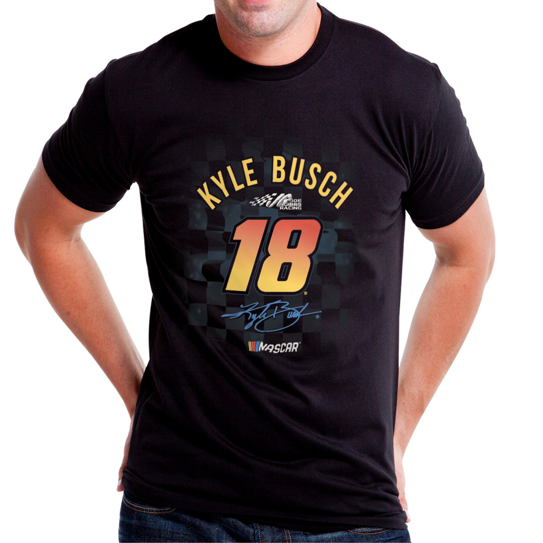 NASCAR Mens Classic Crew Tee - Kyle Busch - 2 Black