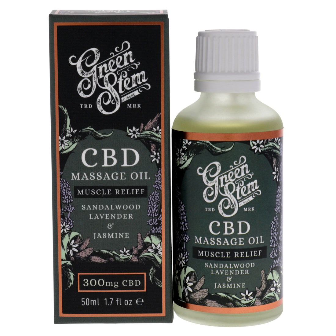 CBD Massage Oil 300mg - Sandalwood Lavander and Jasmine