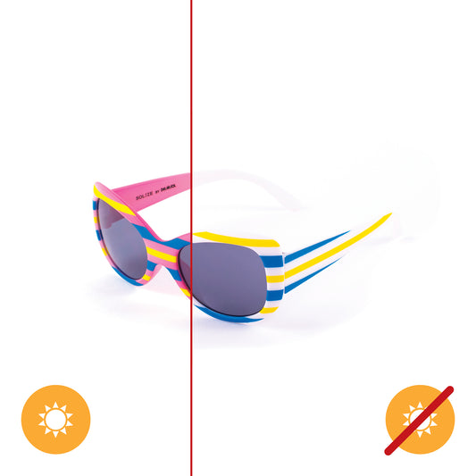 Kids Solize - Over the Rainbow - White Striped to Pink Striped by Delsol for Kids - 1 Pc Sunglasses